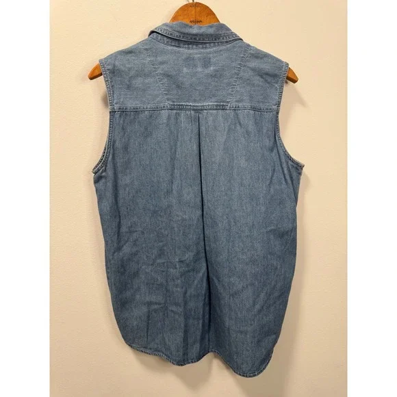 Vintage Bill Blass Jeans Women's Sleeveless Denim Button Down Shirt Vest M - Picture 4 of 4